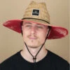 Brixton Alpha Square Sun Hat Tan Aloha Red