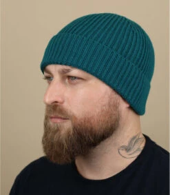 Engineered Knit Ribbed Beanie Ocean Green